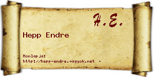 Hepp Endre névjegykártya